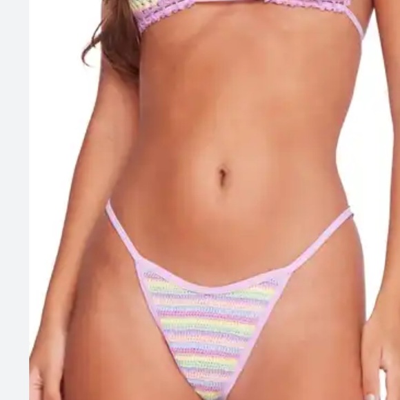 Capittana x Free People Cuba Crochet S Lilac Striped Handmade Adjustable Bottoms - Picture 2 of 15